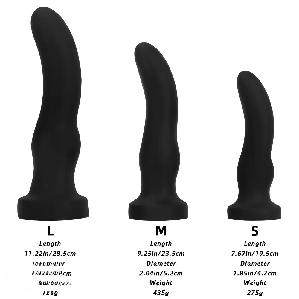 7.67in 9.25in 11.22in Black Silicone Anal Plug Dildo For Couples Men