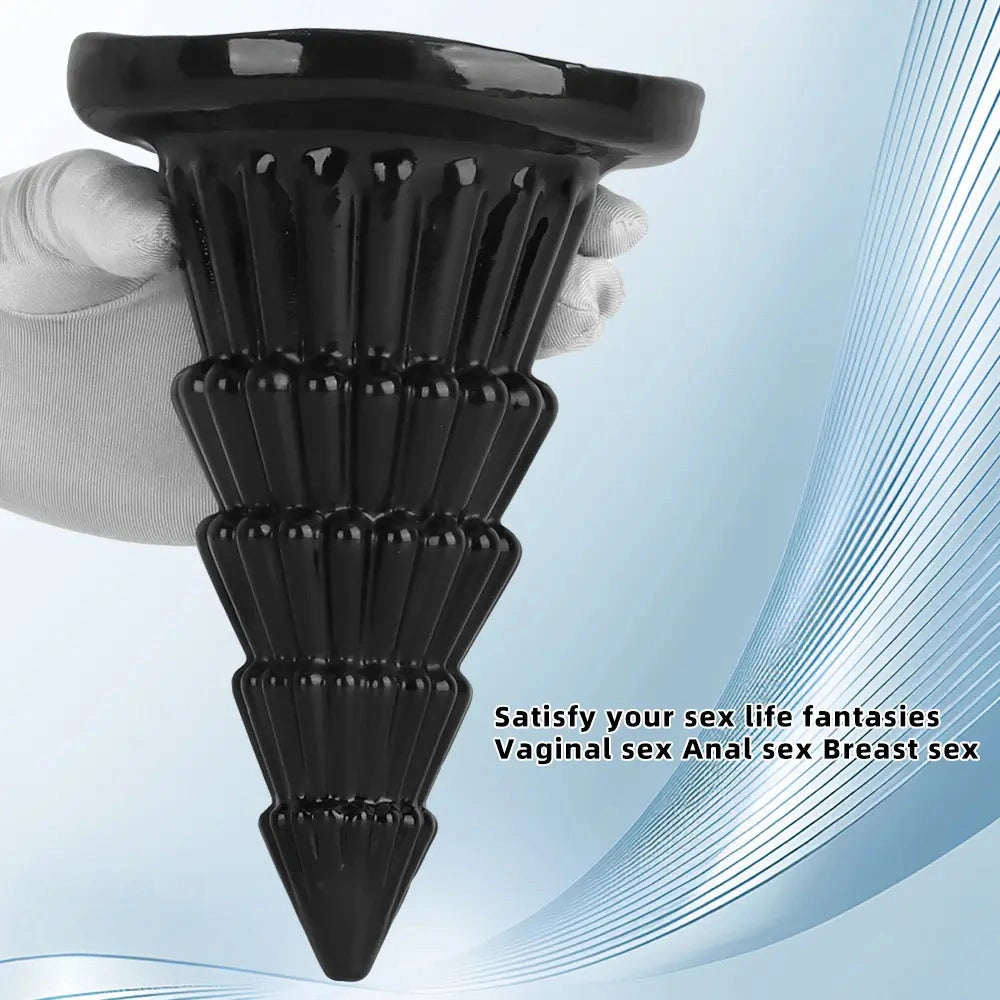 7.67in Christmas Tree PVC Black Extra Butt Plug Dildo With Suction Cup