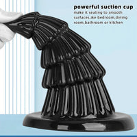 7.67in Christmas Tree PVC Black Extra Butt Plug Dildo With Suction Cup