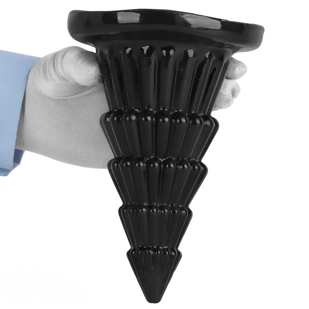 7.67in Christmas Tree PVC Black Extra Butt Plug Dildo With Suction Cup