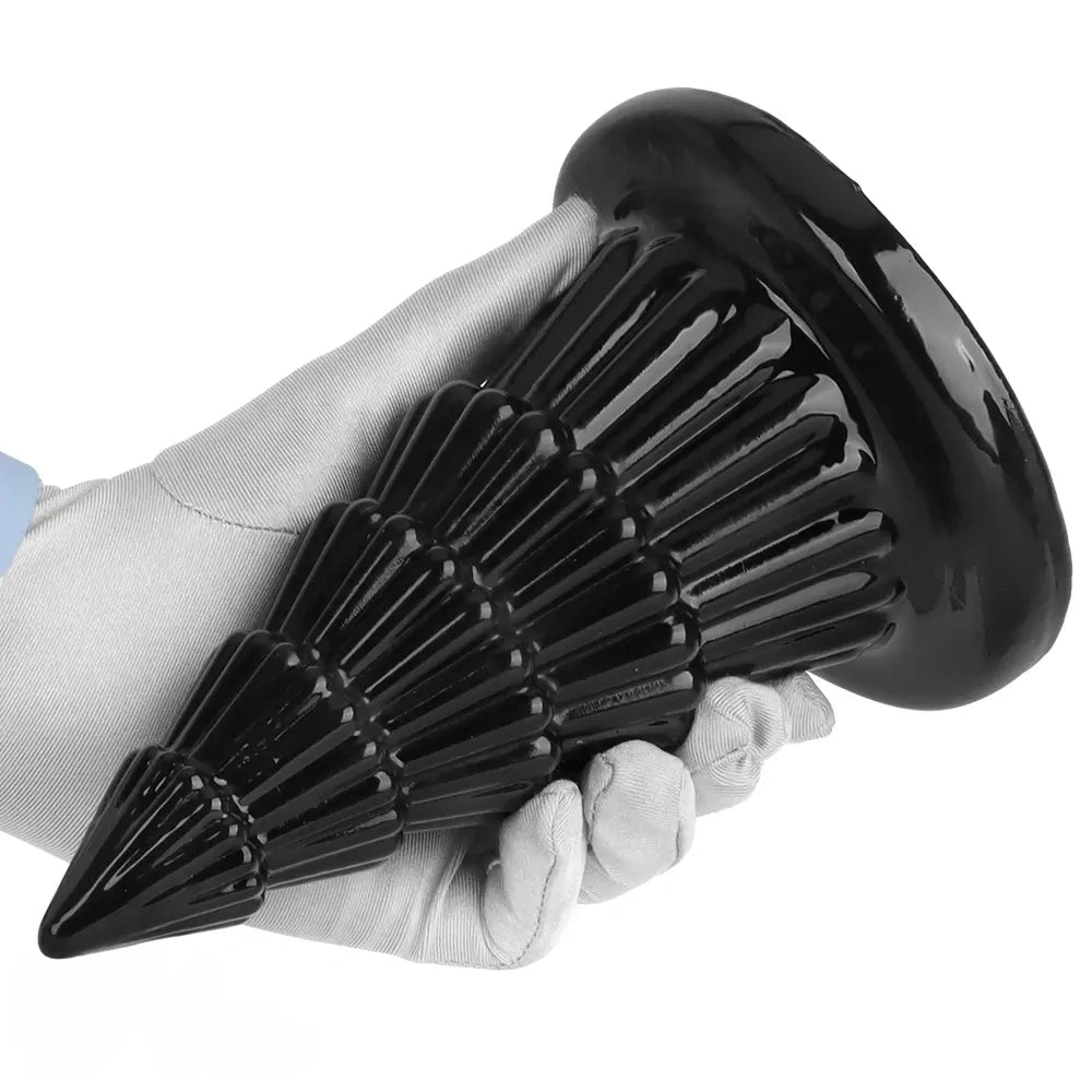 7.67in Christmas Tree PVC Black Extra Butt Plug Dildo With Suction Cup