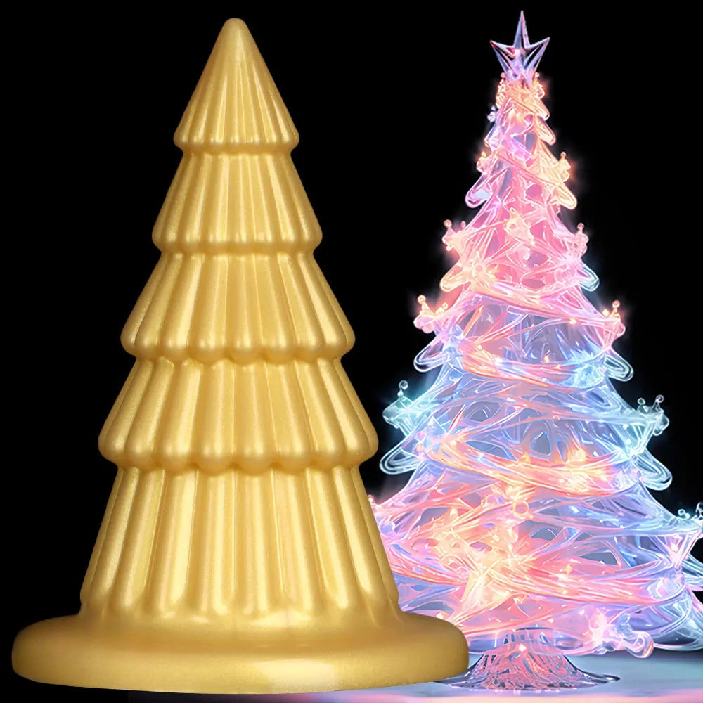7.67in Christmas Tree Silicone Soft Extra Butt Plug Dildo With Suction Cup
