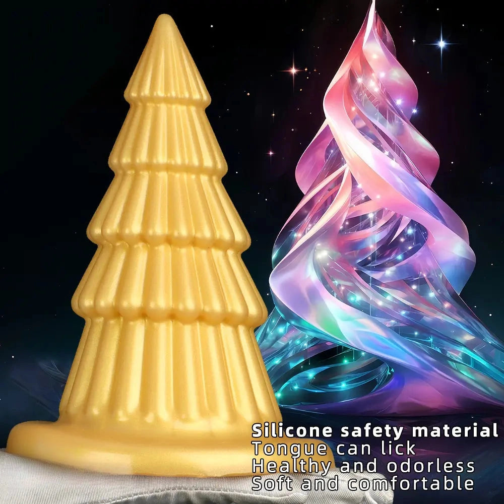 7.67in Christmas Tree Silicone Soft Extra Butt Plug Dildo With Suction Cup