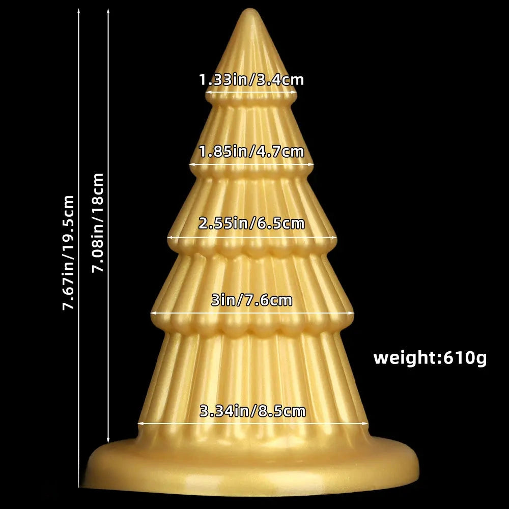 7.67in Christmas Tree Silicone Soft Extra Butt Plug Dildo With Suction Cup