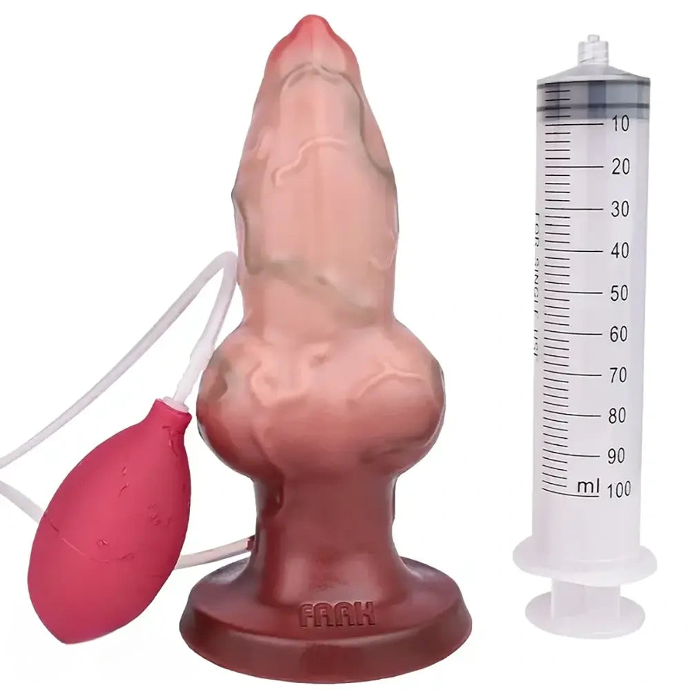 7.67in Liquid Silicone Dog Knot Squirting Dildo Real Water Spray Cock