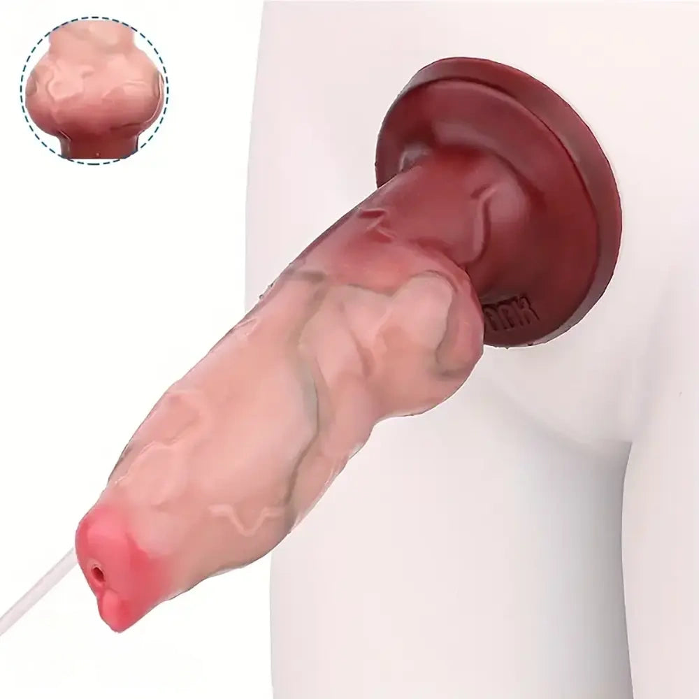 7.67in Liquid Silicone Dog Knot Squirting Dildo Real Water Spray Cock