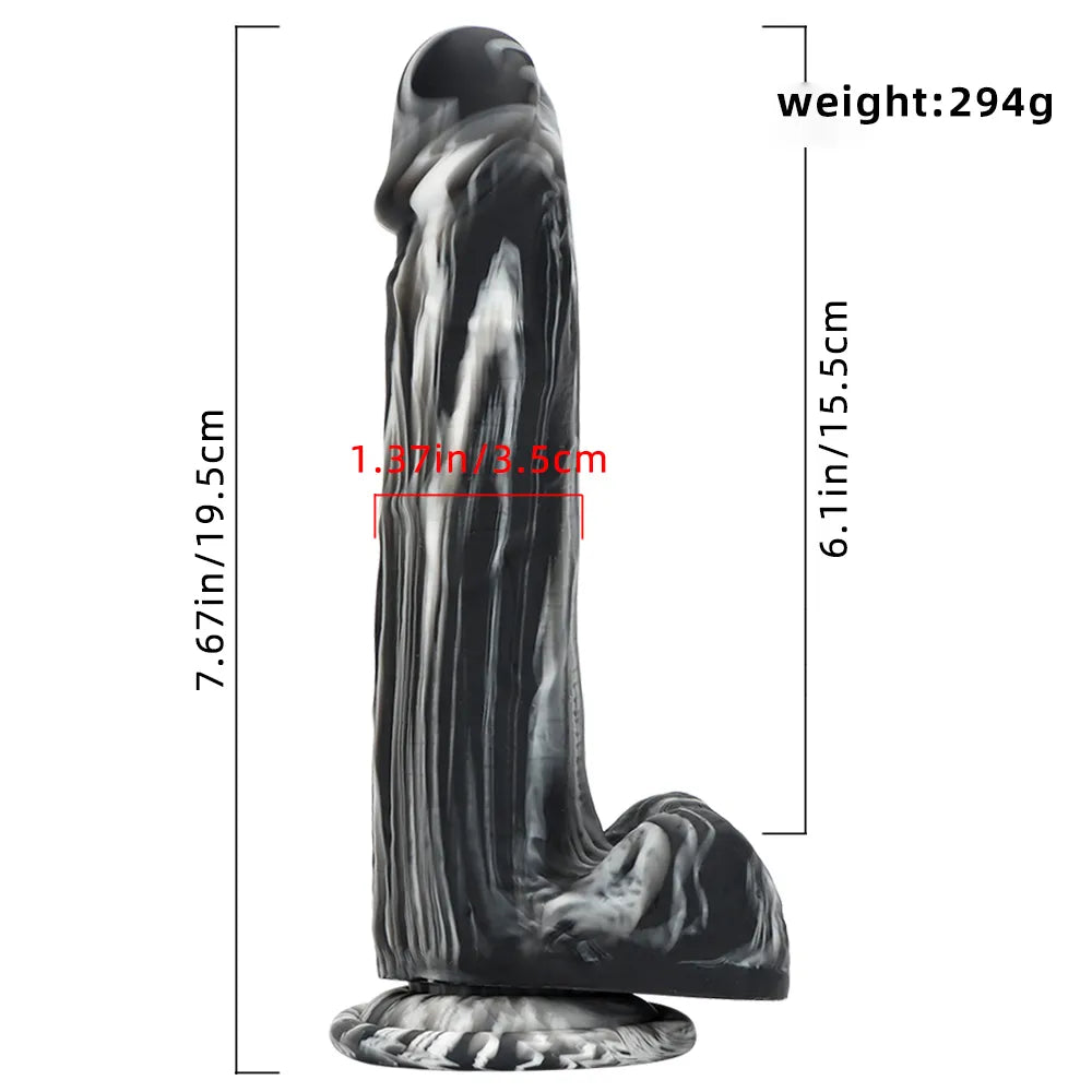 7.67in Premium Silicone Soft Mixed Color Dildo For Anal Masturbation