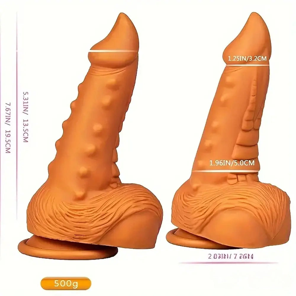 7.67in Sharp Head Spiked Silicone Soft Dildo For G-Spot Stimulation
