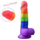 7.67in Silicone Rainbow Soft Dildo For Gay LGBT Anal Vaginal Stimulation