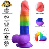 7.67in Silicone Rainbow Soft Dildo For Gay LGBT Anal Vaginal Stimulation