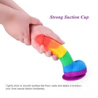 7.67in Silicone Rainbow Soft Dildo For Gay LGBT Anal Vaginal Stimulation