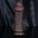 7.67in Silicone Real Anal Ebony Soft Dildo With Strong Suction Cup