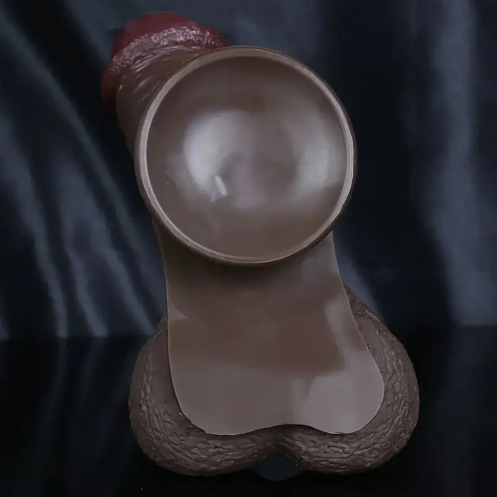 7.67in Silicone Real Anal Ebony Soft Dildo With Strong Suction Cup