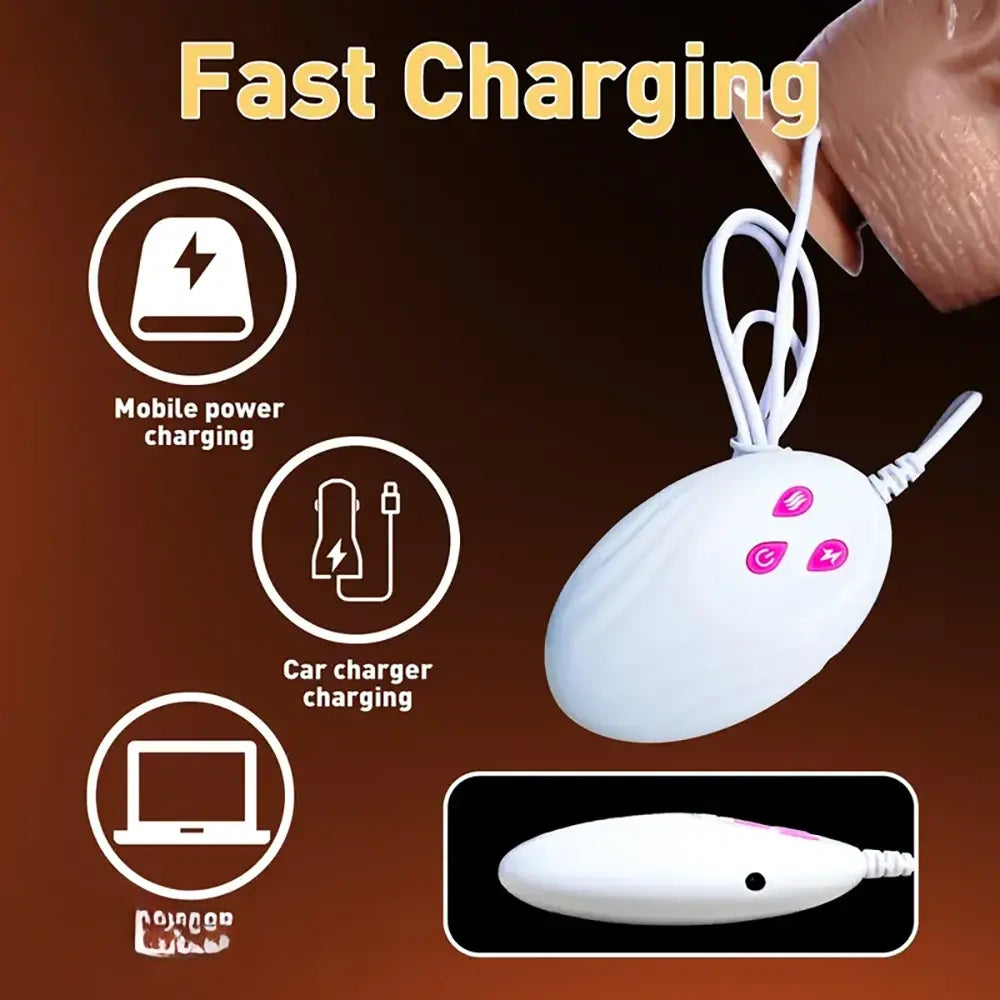 7.67in Swing Thrusting Heating Lifelike TPE Cock Automatic Dildo