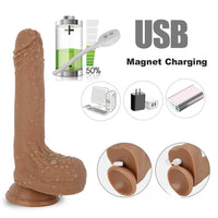 7.67in Women Masturbation Silicone Dildo Vibrating Thrusting Heating Toy