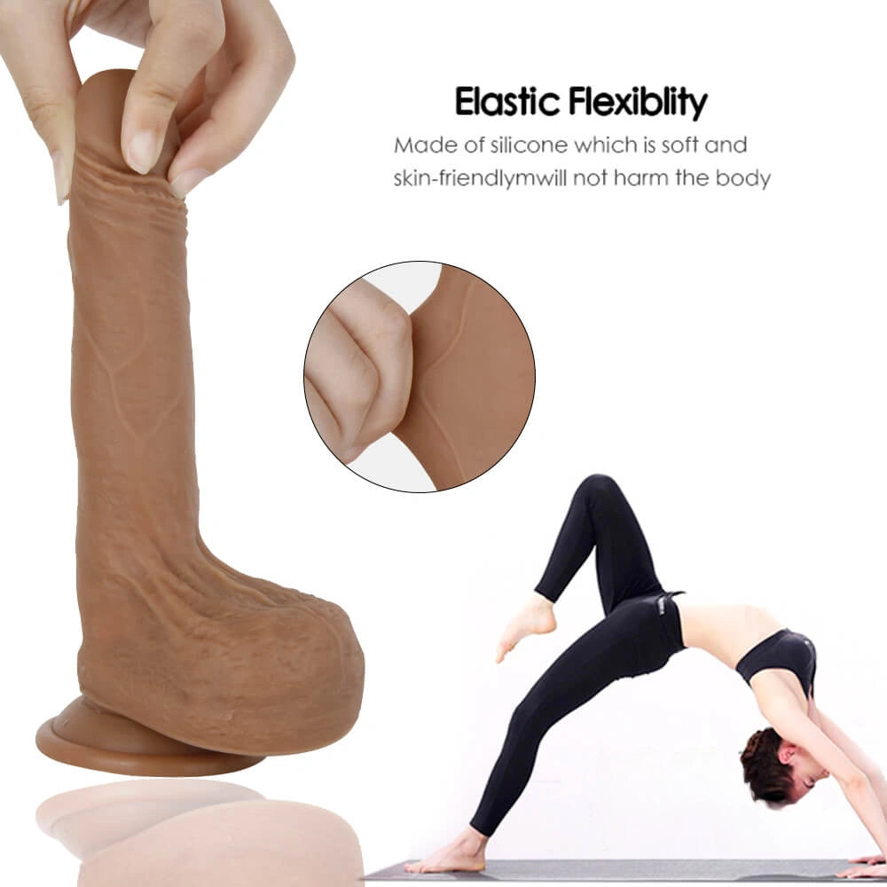 7.67in Women Masturbation Silicone Dildo Vibrating Thrusting Heating Toy
