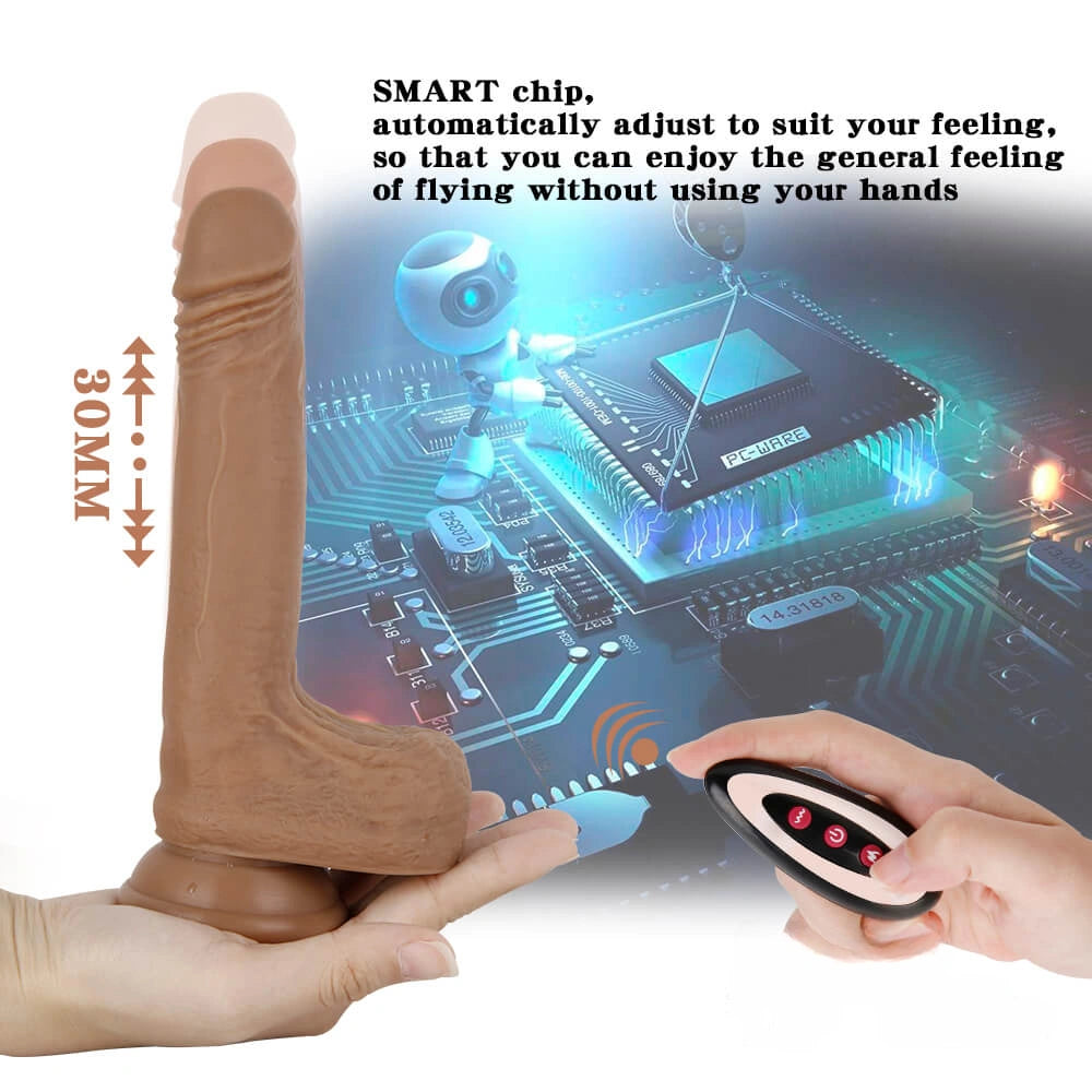7.67in Women Masturbation Silicone Dildo Vibrating Thrusting Heating Toy