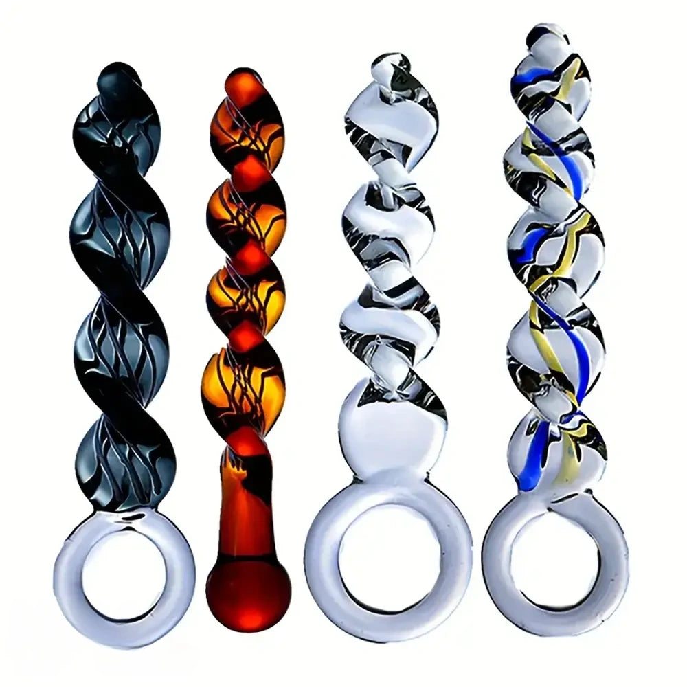 7.68in 7.87in 8.46in Transparent Glass Female Threaded Sex Toy