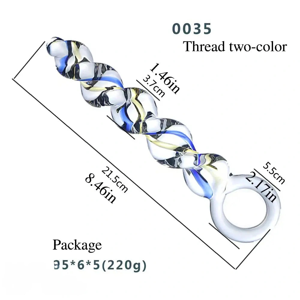 7.68in 7.87in 8.46in Transparent Glass Female Threaded Sex Toy