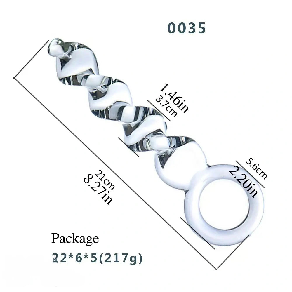 7.68in 7.87in 8.46in Transparent Glass Female Threaded Sex Toy