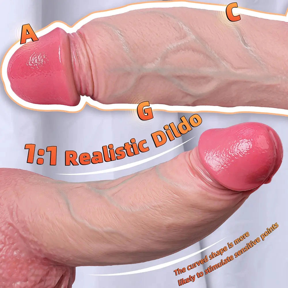 7.68in 9.06in 11.61in Dual Density Silicone Big Soft Dildo Lifelike Cock