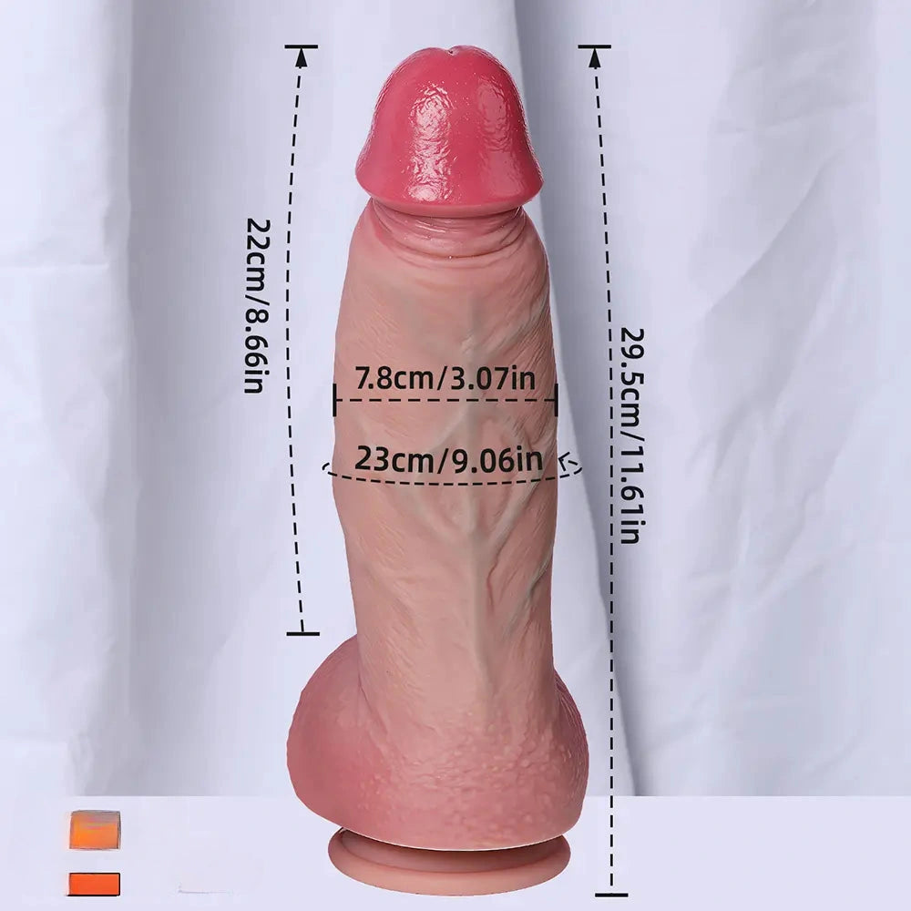 7.68in 9.06in 11.61in Dual Density Silicone Big Soft Dildo Lifelike Cock