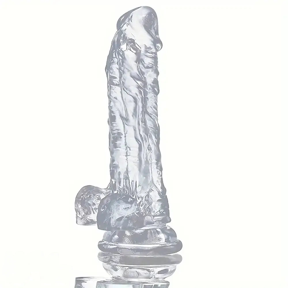 7.68in Clear Real Suction Cup Dildo For G-Spot Anal Stimulation Massager