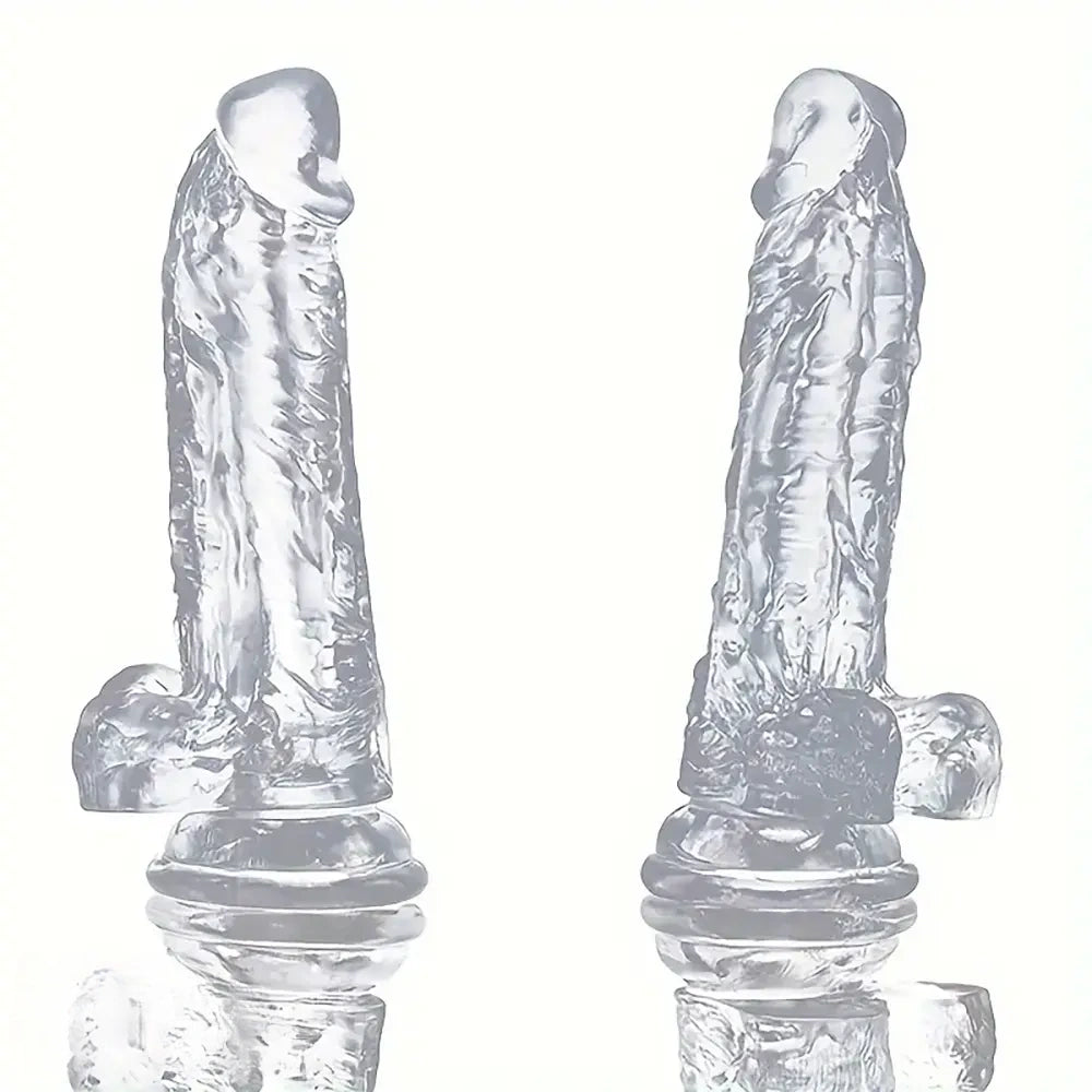 7.68in Clear Real Suction Cup Dildo For G-Spot Anal Stimulation Massager