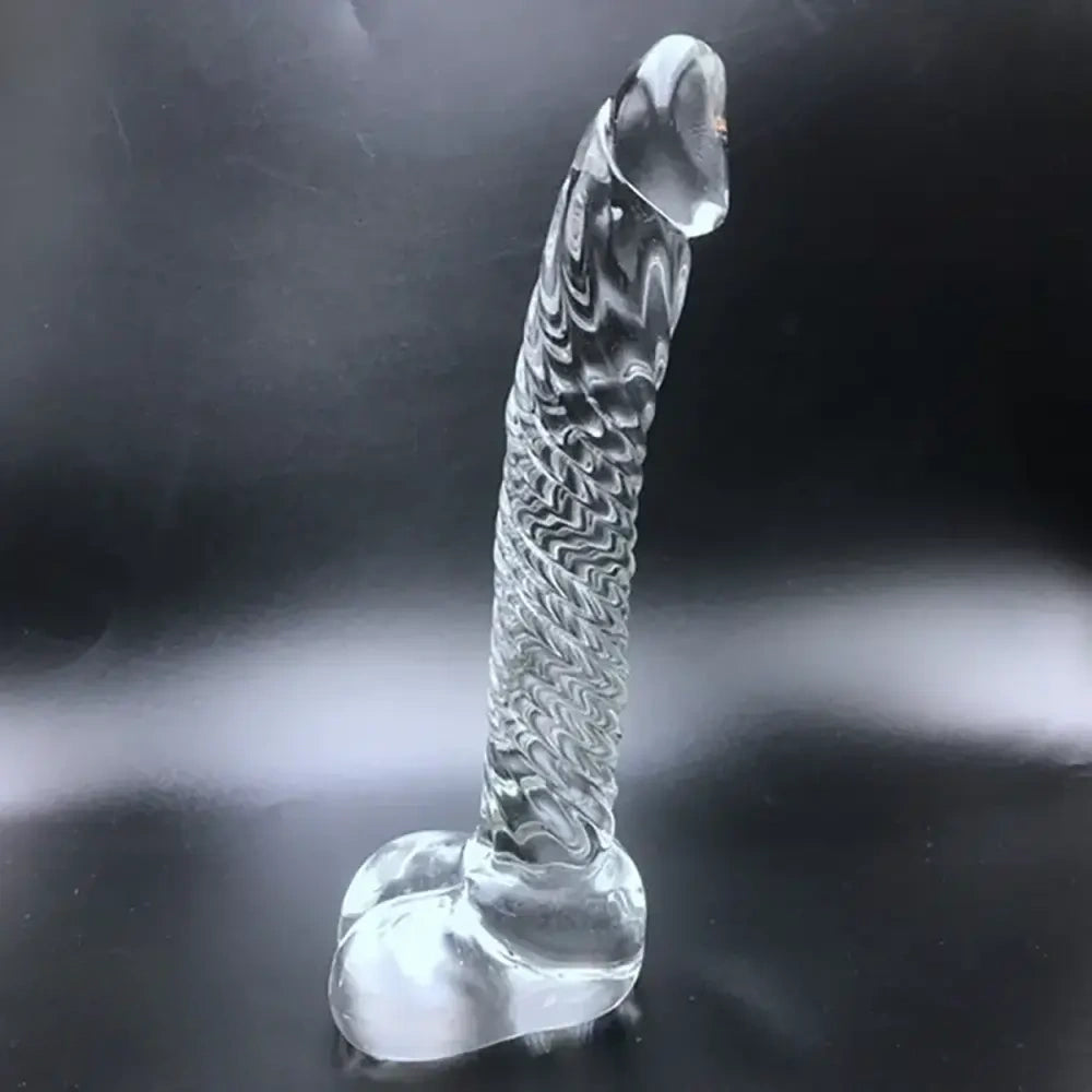 7.68in Crystal Clear Penis Glass Fantasy Dildo Male & Female Masturbator