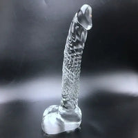 7.68in Crystal Clear Penis Glass Fantasy Dildo Male & Female Masturbator
