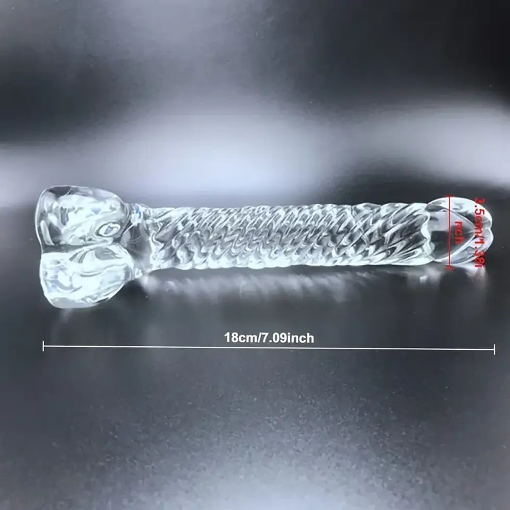 7.68in Crystal Clear Penis Glass Fantasy Dildo Male & Female Masturbator