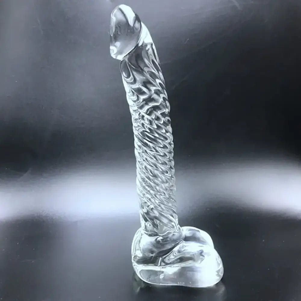 7.68in Crystal Clear Penis Glass Fantasy Dildo Male & Female Masturbator