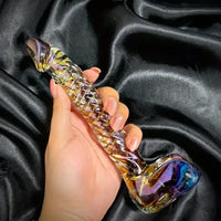 7.68in Crystal Colorful Spiral Textured Glass Dildo For G-Spot Masturbation