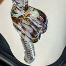 7.68in Crystal Colorful Spiral Textured Glass Dildo For G-Spot Masturbation