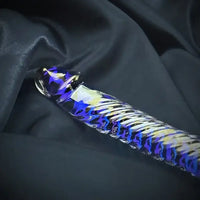 7.68in Crystal Colorful Spiral Textured Glass Dildo For G-Spot Masturbation