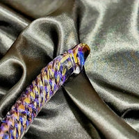 7.68in Crystal Colorful Spiral Textured Glass Dildo For G-Spot Masturbation