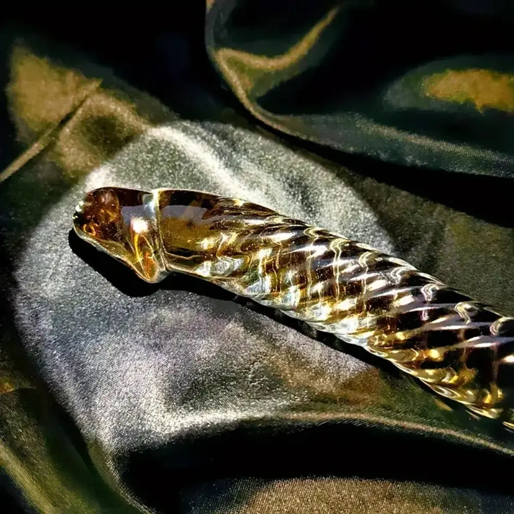 7.68in Crystal Colorful Spiral Textured Glass Dildo For G-Spot Masturbation