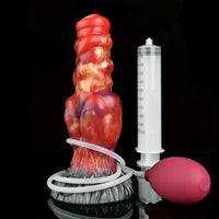 7.68in Fantasy Dog Kotted Silicone Soft Ejaculating Dildo For Men Women