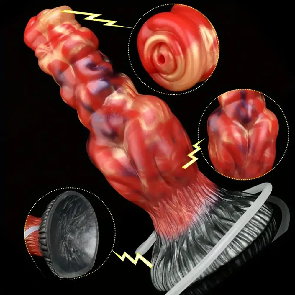 7.68in Fantasy Dog Kotted Silicone Soft Ejaculating Dildo For Men Women