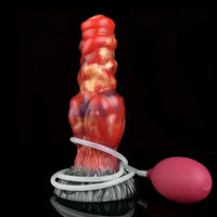 7.68in Fantasy Dog Kotted Silicone Soft Ejaculating Dildo For Men Women
