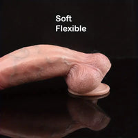 7.68in Lifelike Silicone Soft Blue Veins Real Dildo With Public Hair