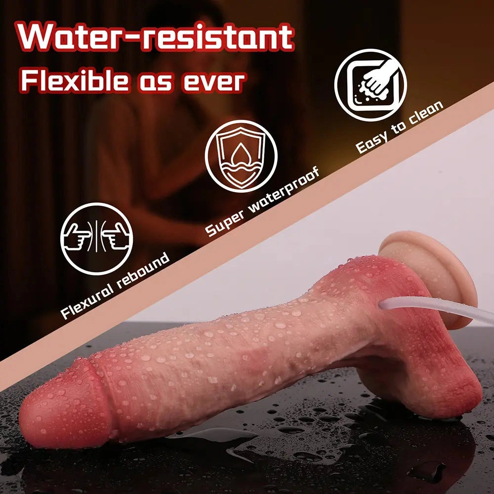 7.68in Liquid Real Cock Silicone Double Layer Realistic Cumming Dildo