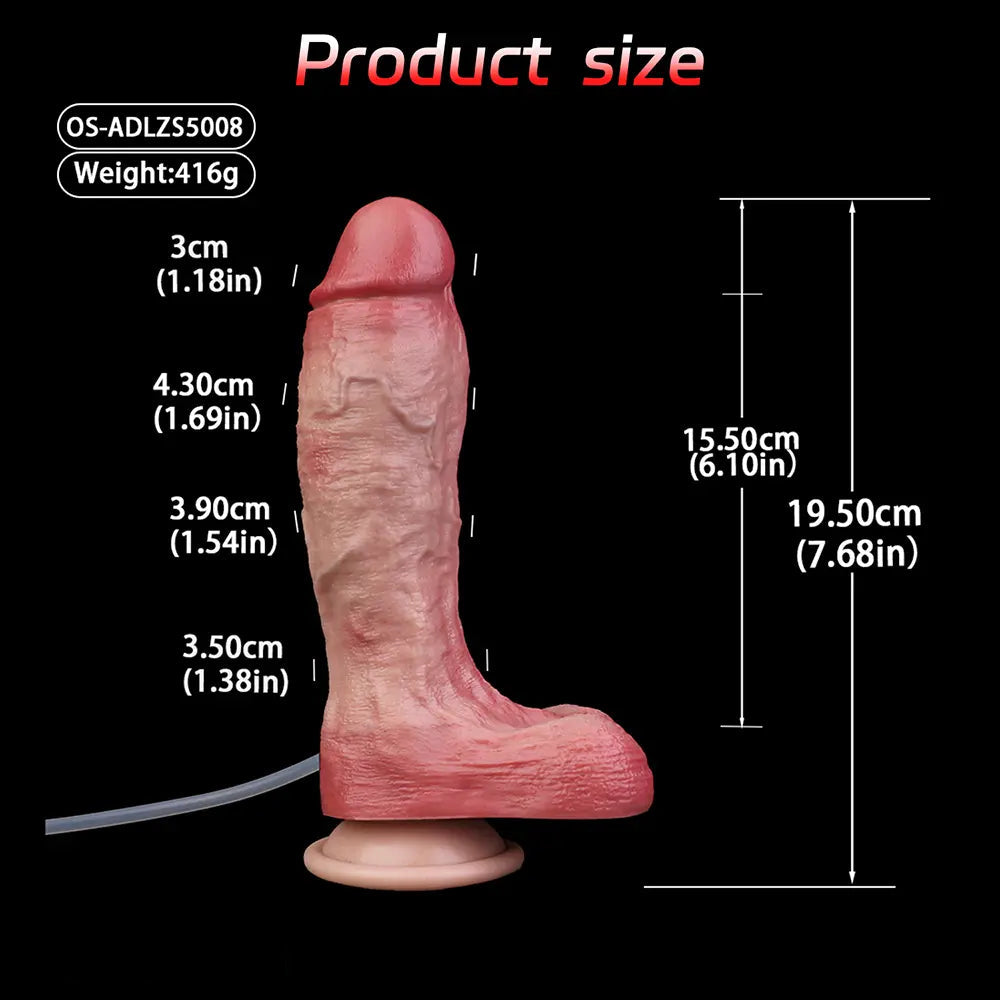 7.68in Liquid Real Cock Silicone Double Layer Realistic Cumming Dildo