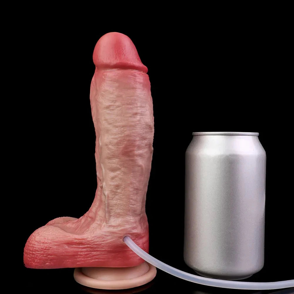 7.68in Liquid Real Cock Silicone Double Layer Realistic Cumming Dildo