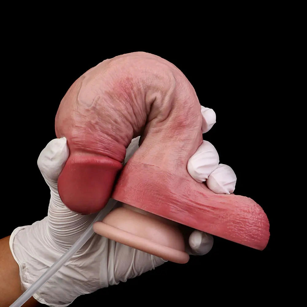 7.68in Liquid Real Cock Silicone Double Layer Realistic Cumming Dildo