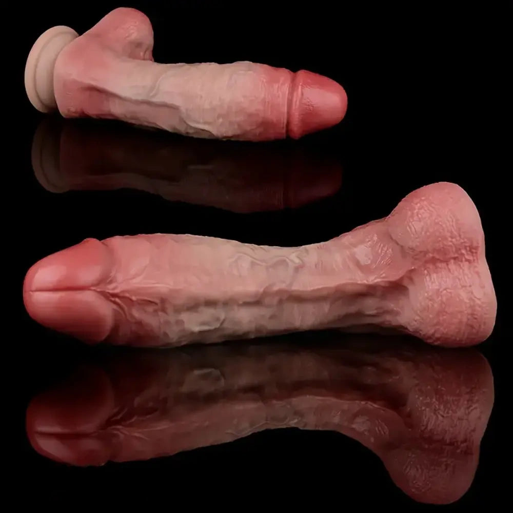 7.68in Realistic Liquid Silicone Double Liquid Lifelike Veins Soft Dildo