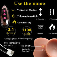 7.68in Remote Control Thrusting Vibrating Heating Silicone Big Real Dildo