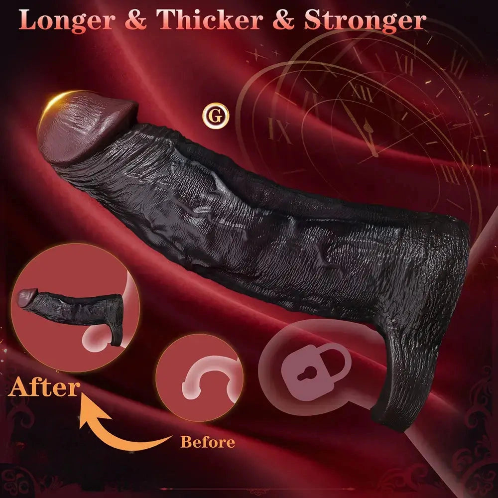 7.68in Reusable Silicone Penis Sleeve Super Soft Silicone Dildo Sleeve
