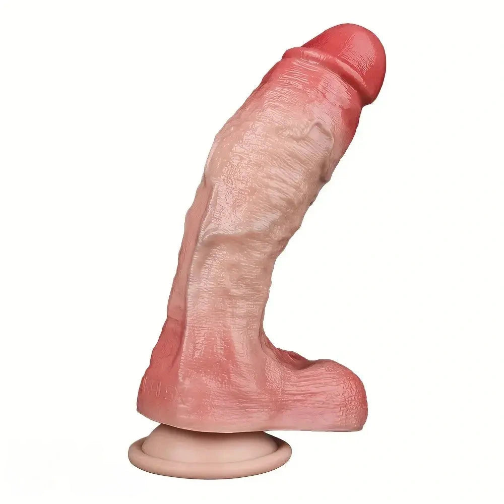 7.68in Soft Liquid Silicone Double-Layered Penis Simulator Dildo With Base