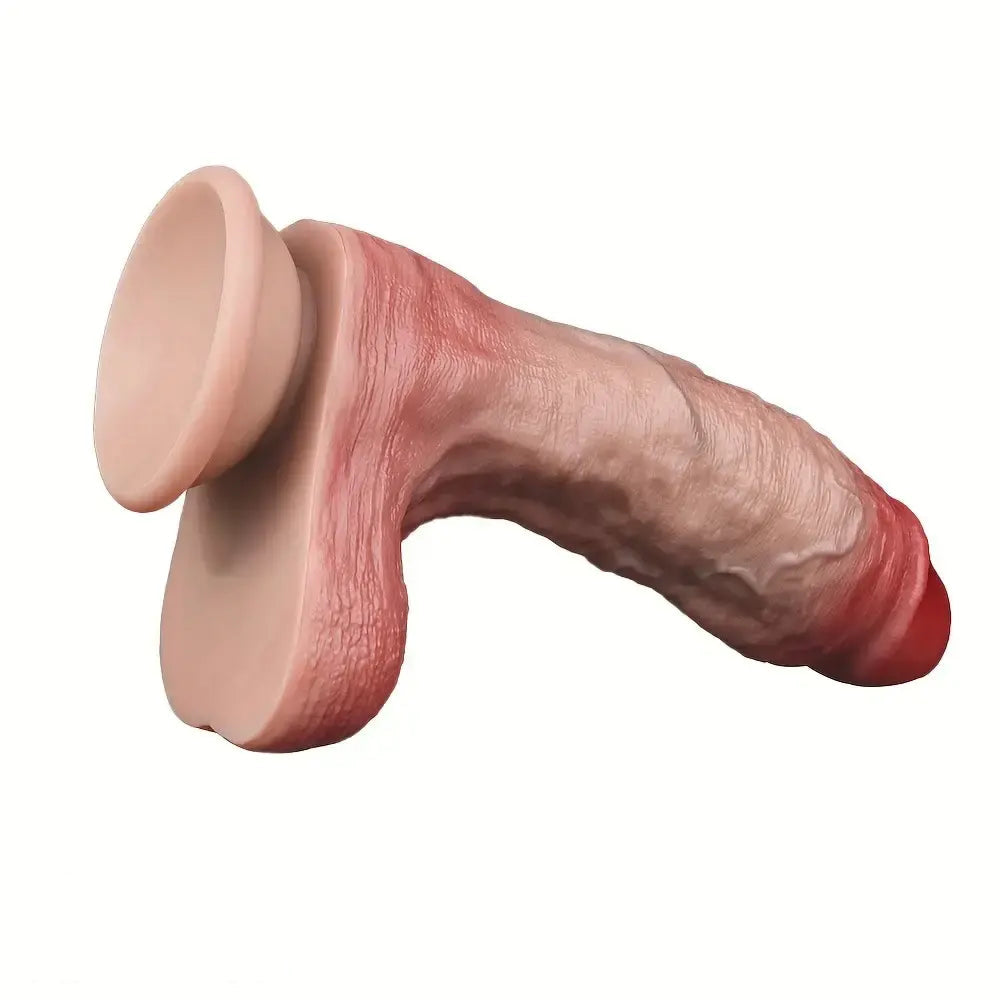 7.68in Soft Liquid Silicone Double-Layered Penis Simulator Dildo With Base